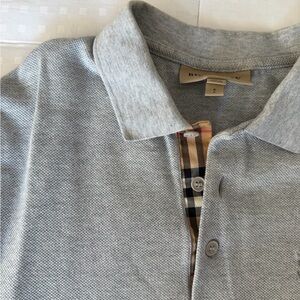 Burberry Light Grey Polo with Signature Check Placket